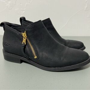 UGG Black Ankle Booties with Gold Zipper